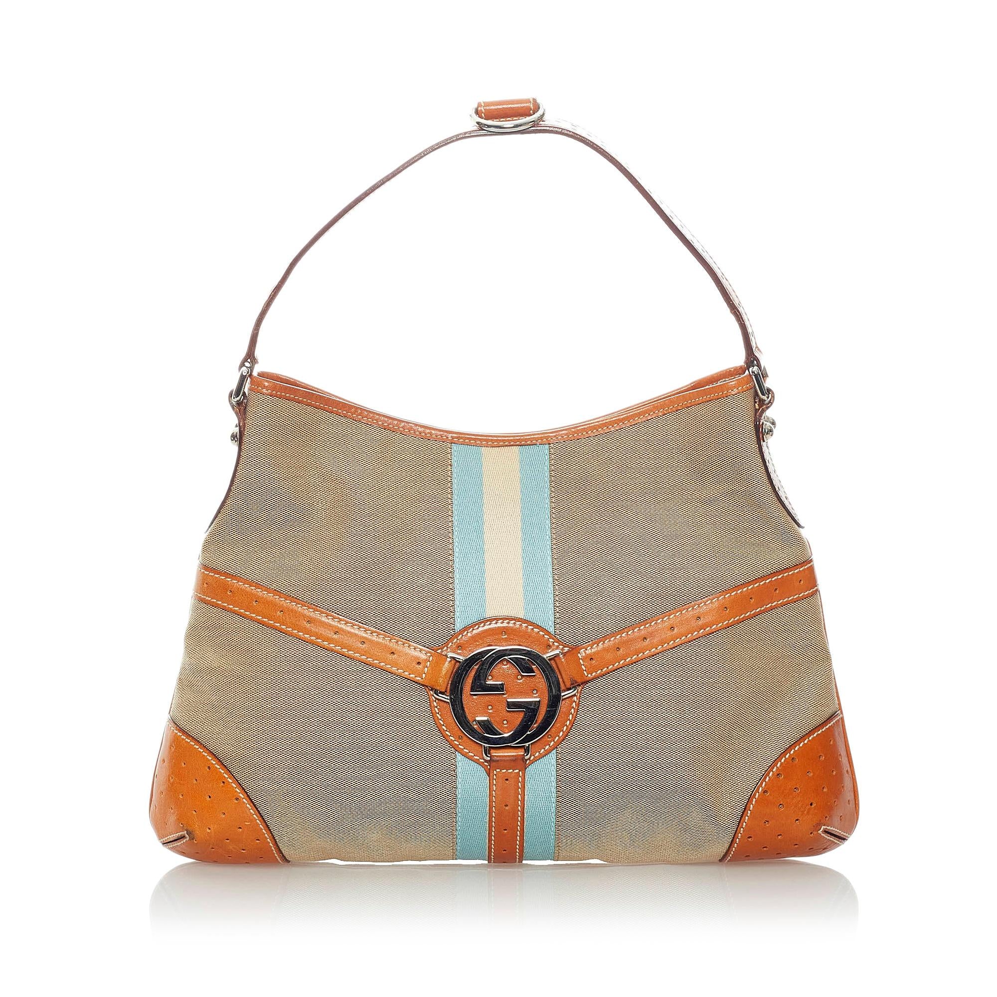 Gucci Web Canvas Reins Shoulder Bag (SHG-32403)