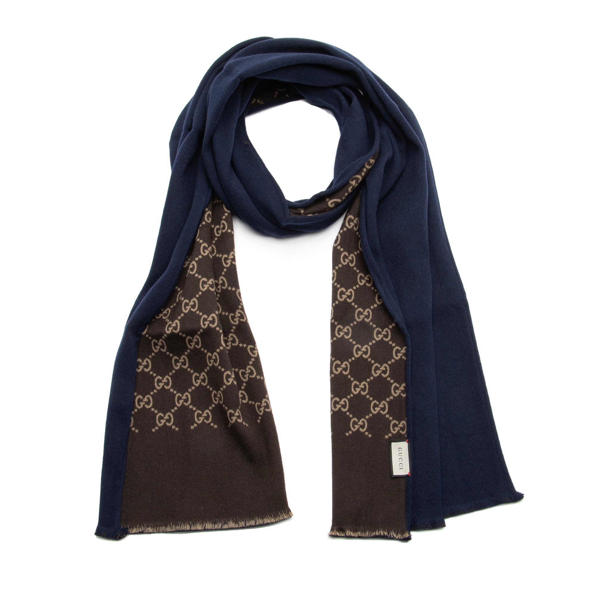 Gucci Wool Silk GG Scarf (SHF-23384)
