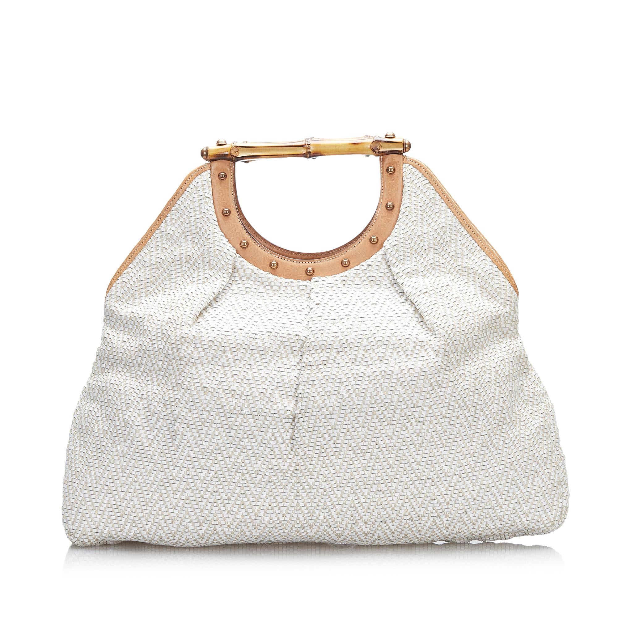 Gucci Woven Leather Bamboo Hobo (SHG-9rgvsp)