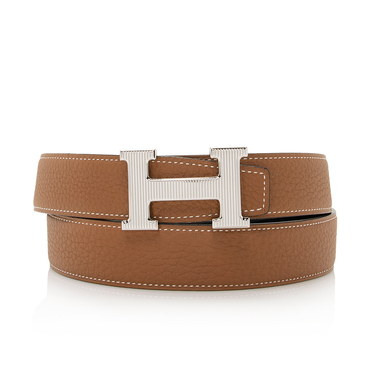 Hermes H Belt Calfskin Belt H leather belt Hermès Beige size 95 cm in Leather - 43778499 main image 3
