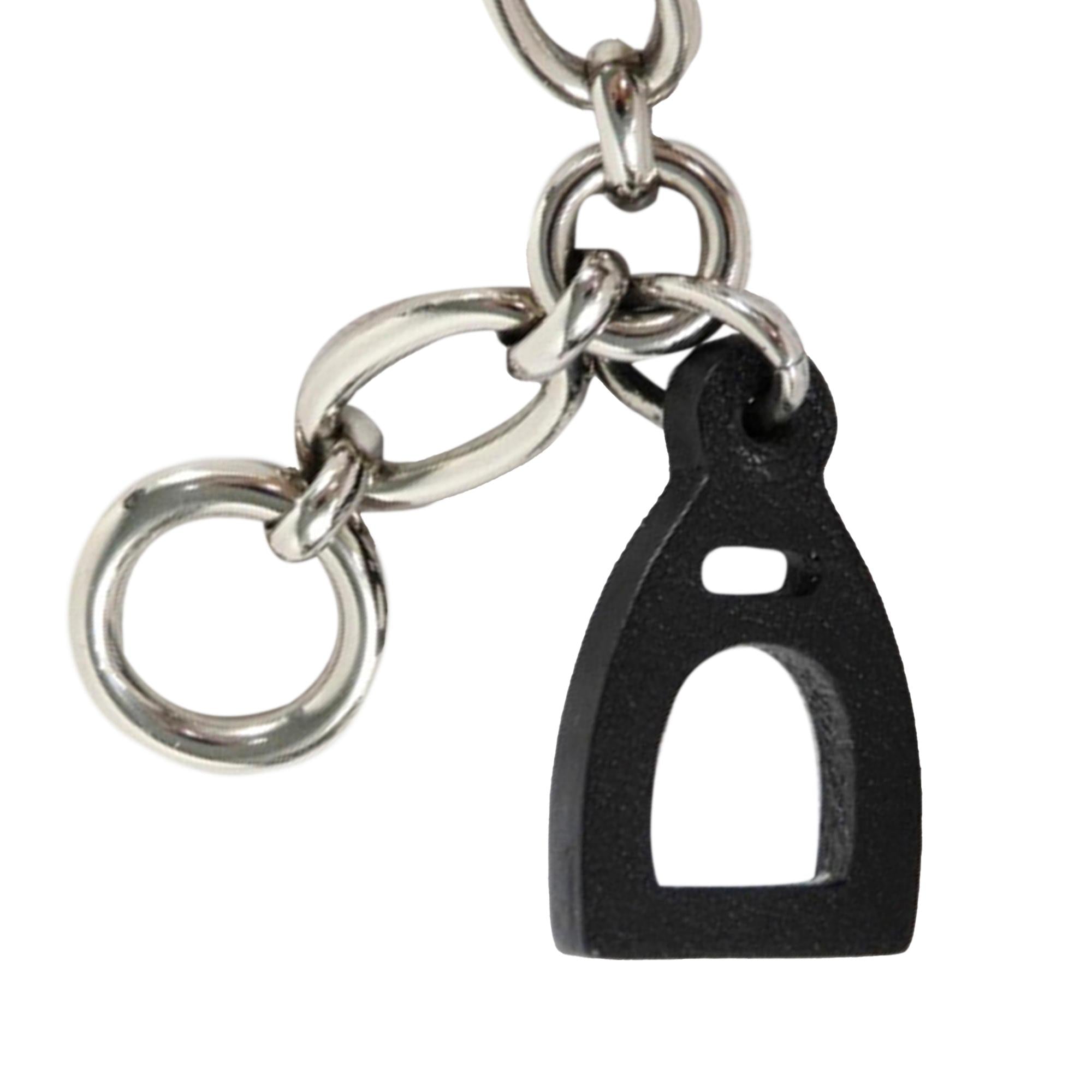 Hermes Olga Breloque Palladium and Leather Bag Charm (SHG-36999)