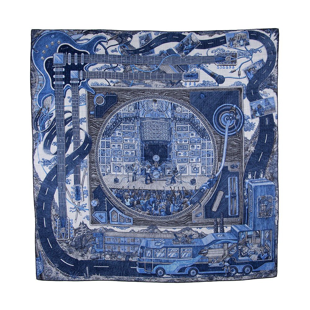 Hermes Silk Cashmere Le Songe De La Licorne 140cm Shawl (SHF-20651)