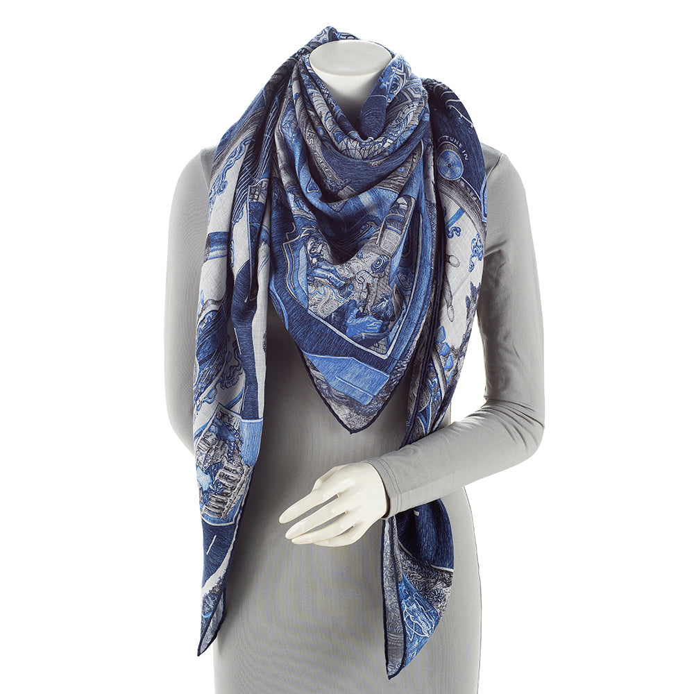 Hermes Silk Cashmere Le Songe De La Licorne 140cm Shawl (SHF-20651)