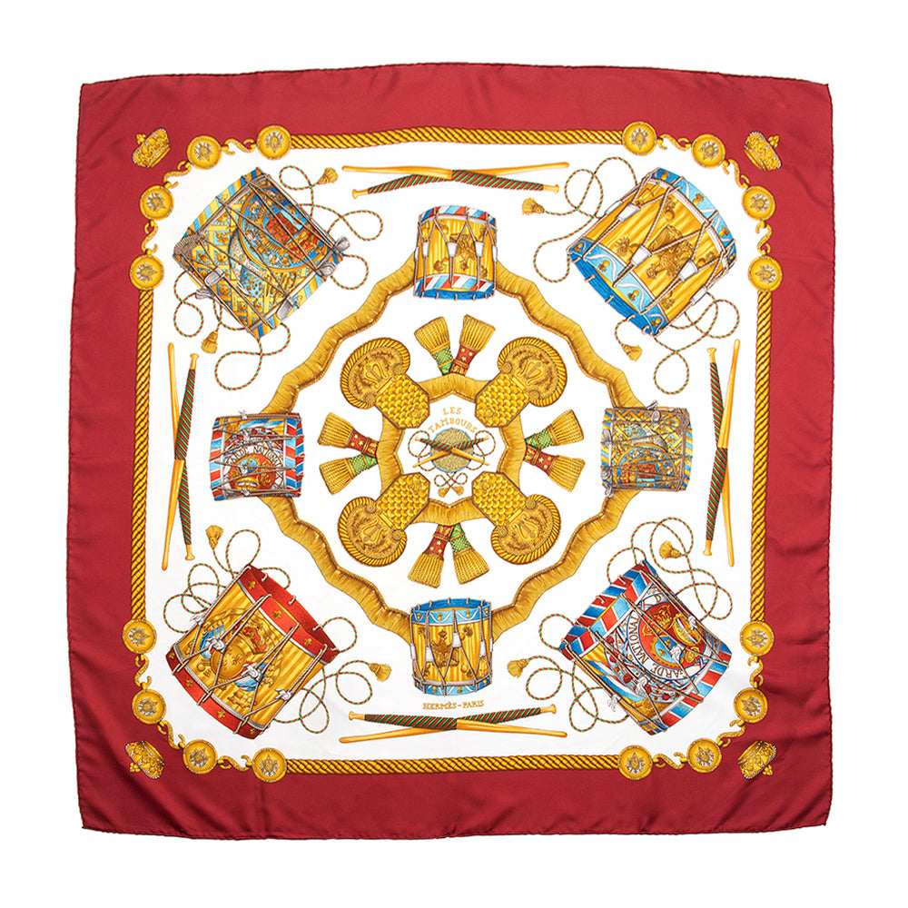 Hermes Silk Les Tambours 90cm Scarf (SHF-21515)