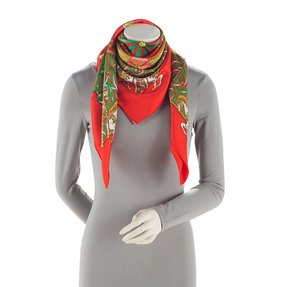 Hermes Silk Luna Park Carousel 90cm Scarf (SHF-21101)