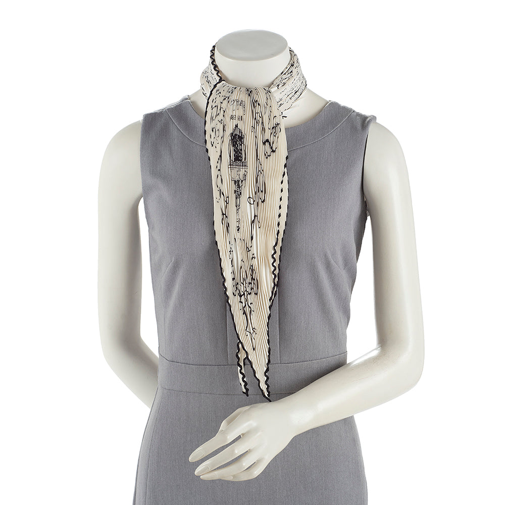 Hermes Silk l'art D'ecrire Plisse Scarf (SHF-18451)