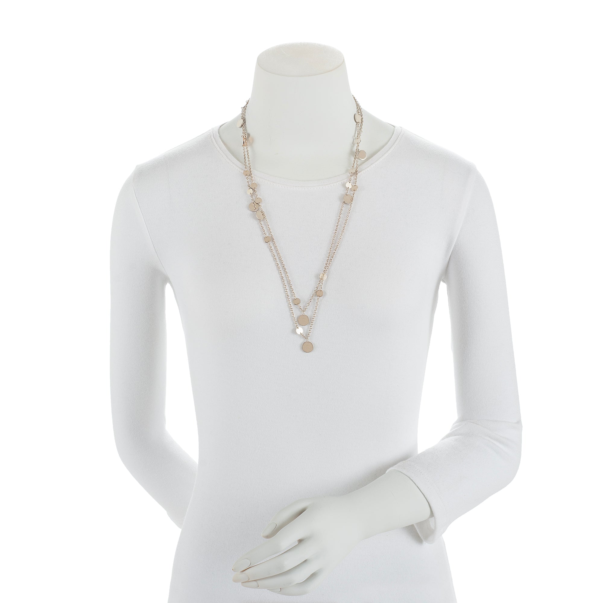 Hermes Sterling Silver 18k Rose Gold Clou de Selle Confettis Long Necklace (SHF-22777)