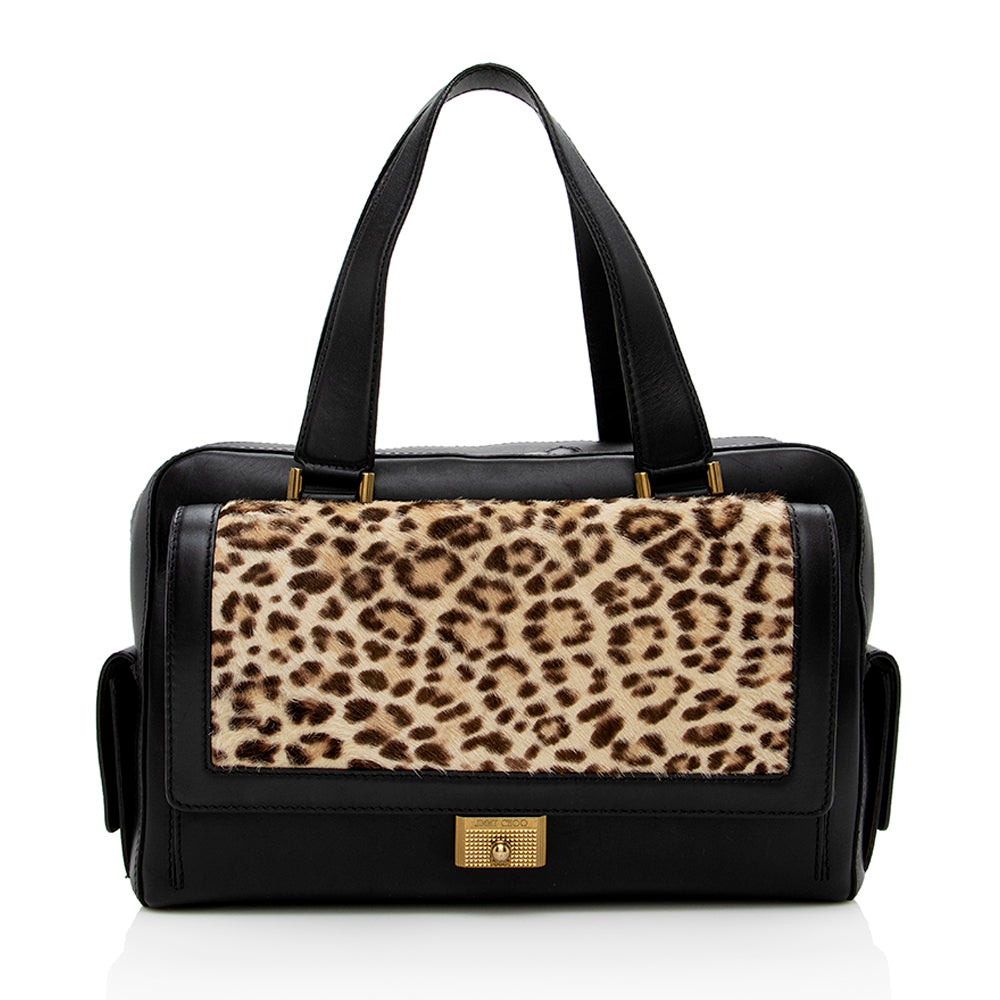 Jimmy Choo Calf Hair Leopard Catherine Satchel (SHF-16107)