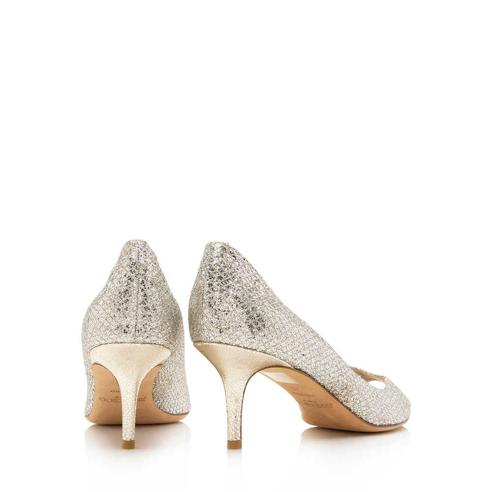 Jimmy Choo Glitter Fabric Isabel Peep-Toe Pumps - Size 10 / 40 (SHF-16978)