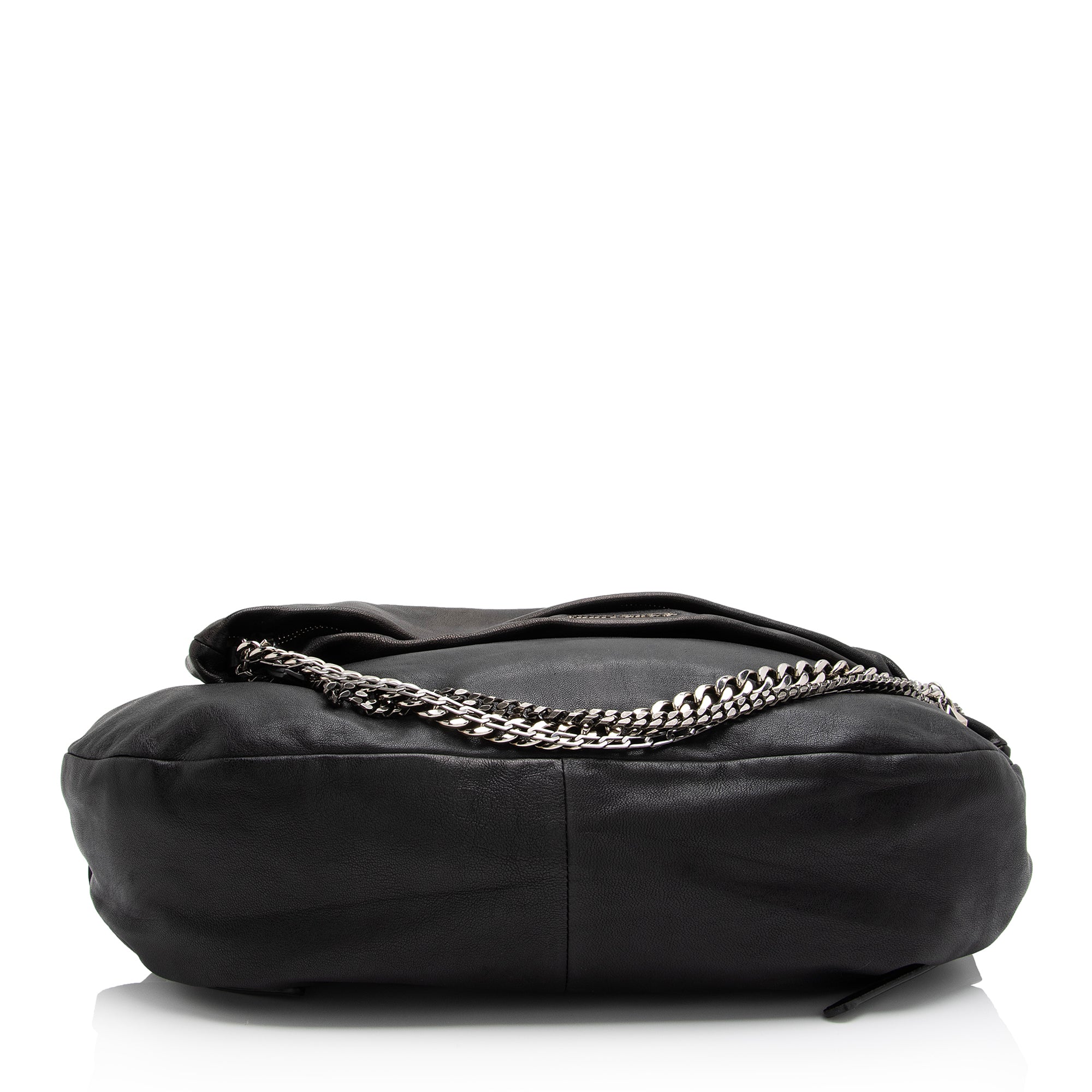 Jimmy Choo Leather Biker Saddle Chain Large Shoulder Bag (SHF-22993)