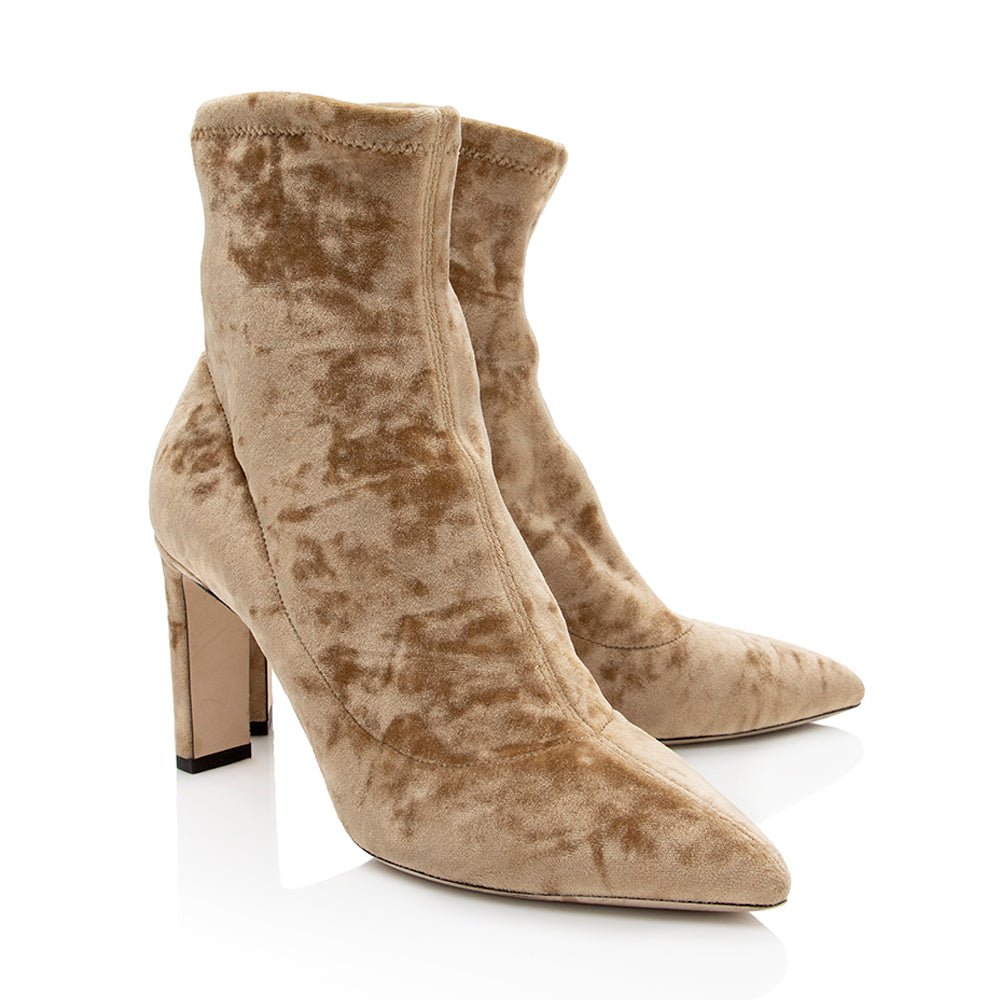 Jimmy Choo Velvet Louella Ankle Booties - Size 8 / 38 (SHF-18729)