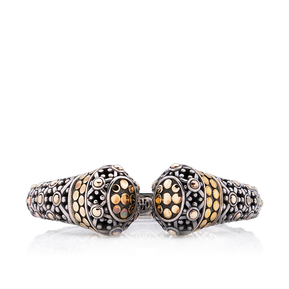 John Hardy 18k Yellow Gold Sterling Silver Dot Jaisalmer Kick Cuff (SHF-18536)