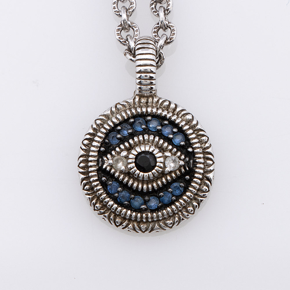 Judith Ripka Sterling Silver Diamond Evil Eye Necklace (SHF-19590)