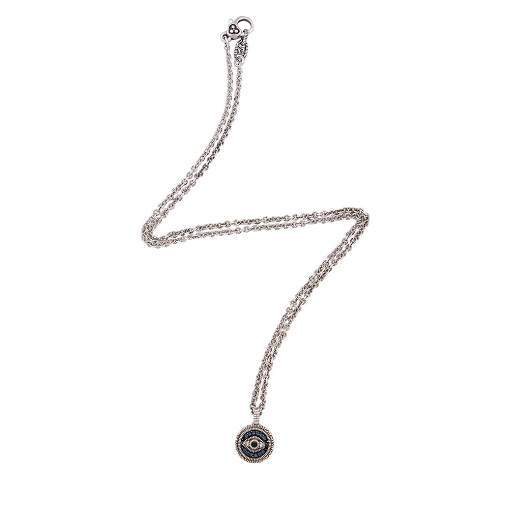 Judith Ripka Sterling Silver Diamond Evil Eye Necklace (SHF-19590)