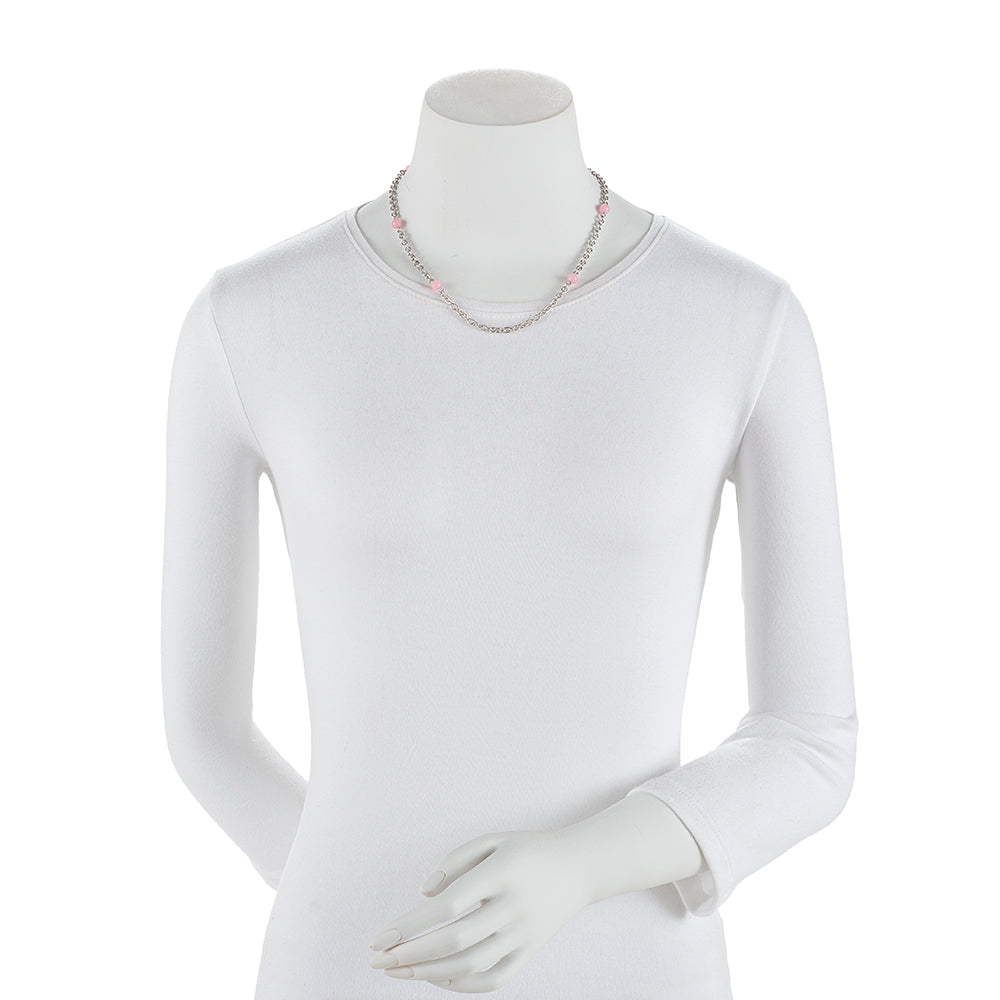 Judith Ripka Sterling Silver Pink Agate Stationed Necklace - FINAL SALE (SHF-18531)