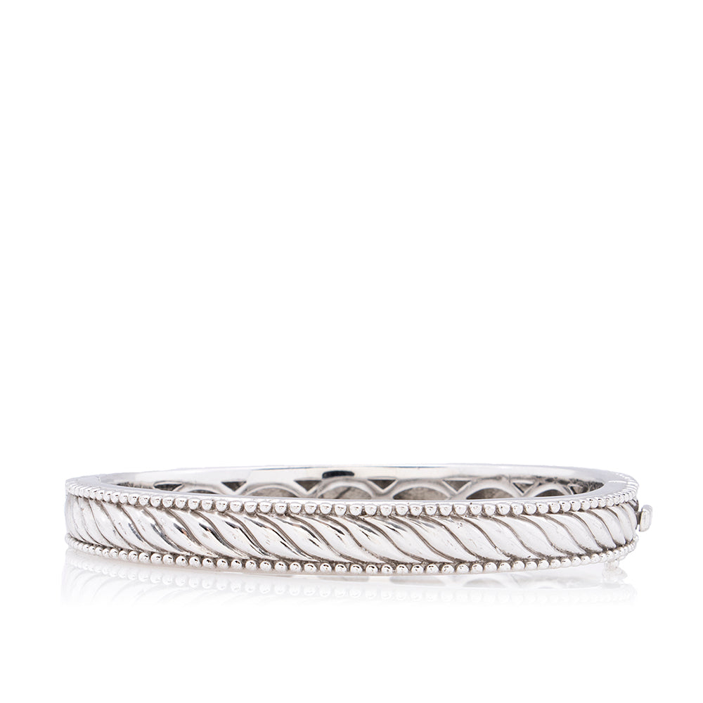 Judith Ripka Sterling Silver Signet Bangle Bracelet (SHF-18528)