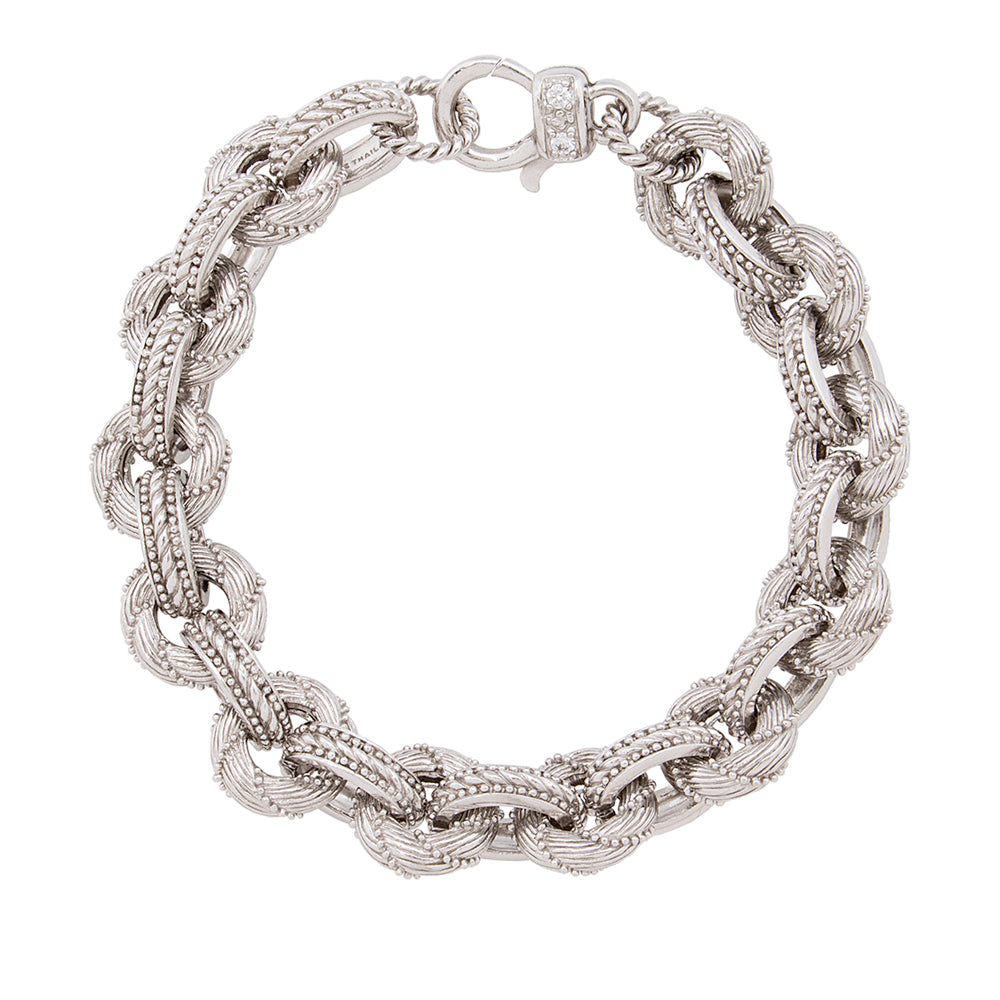 Judith Ripka Sterling Silver Vienna Circle Link Bracelet (SHF-21254)