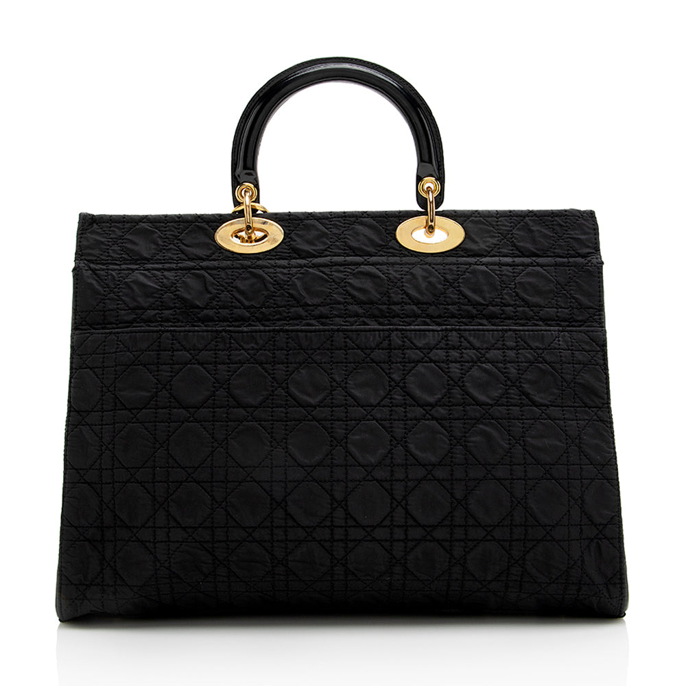 Dior Vintage Nylon Lady Dior Fold Over Large Satchel (SHF-18340)