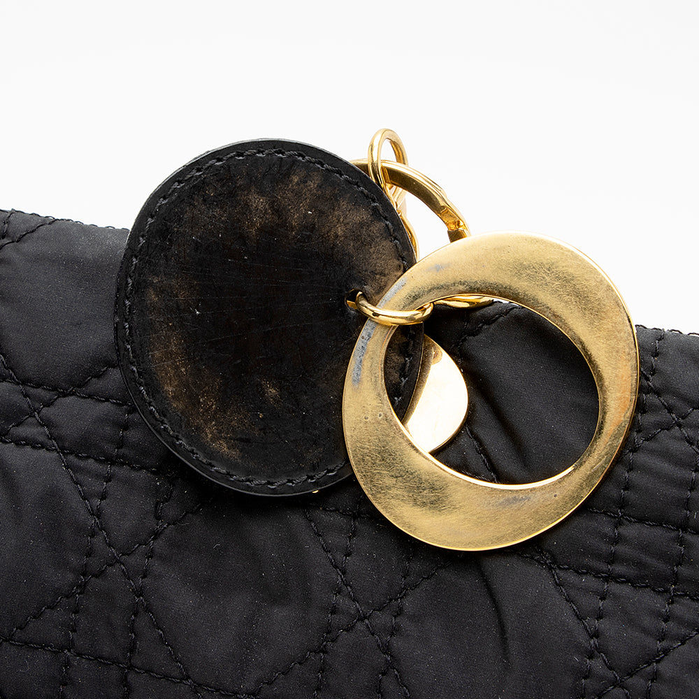 Dior Vintage Nylon Lady Dior Fold Over Large Satchel (SHF-18340)