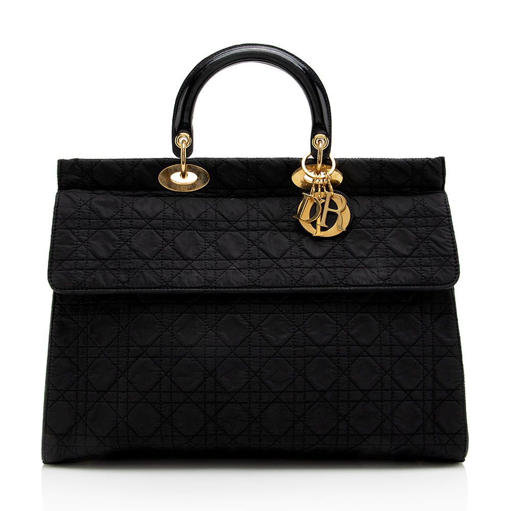 Dior Vintage Nylon Lady Dior Fold Over Large Satchel (SHF-18340)