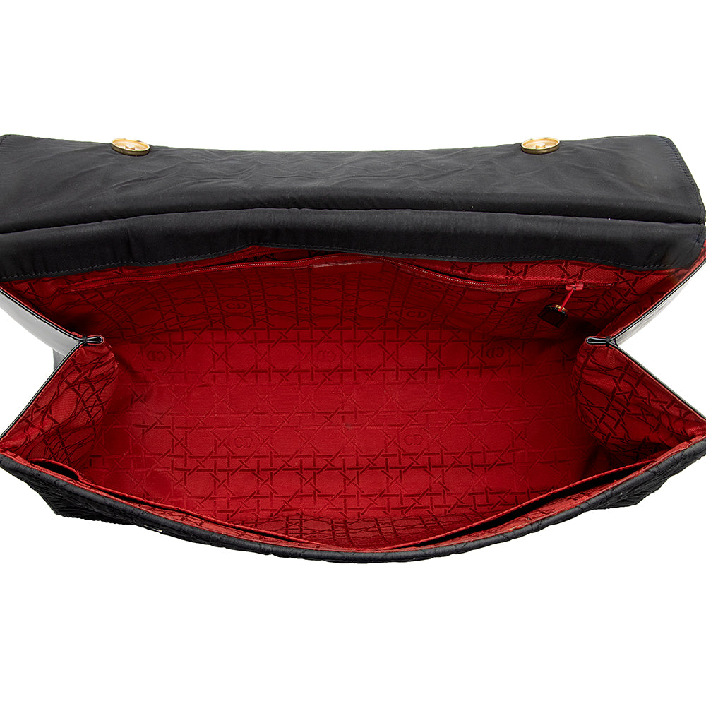 Dior Vintage Nylon Lady Dior Fold Over Large Satchel (SHF-18340)