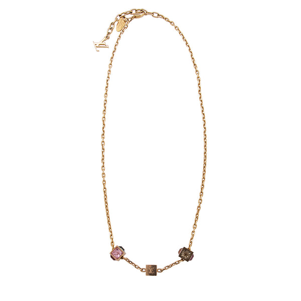 LOUIS VUITTON Swarovski Gamble Short Necklace Rose Gold 1309439