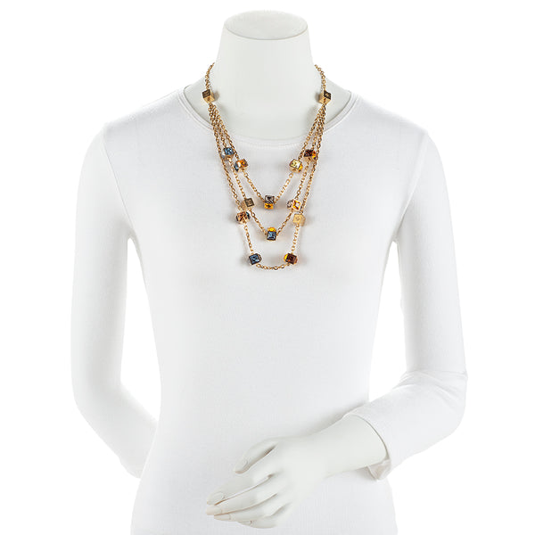 Louis Vuitton LV Gamble Chain Necklace Choker And Crystal Dangle Earring  Set A+