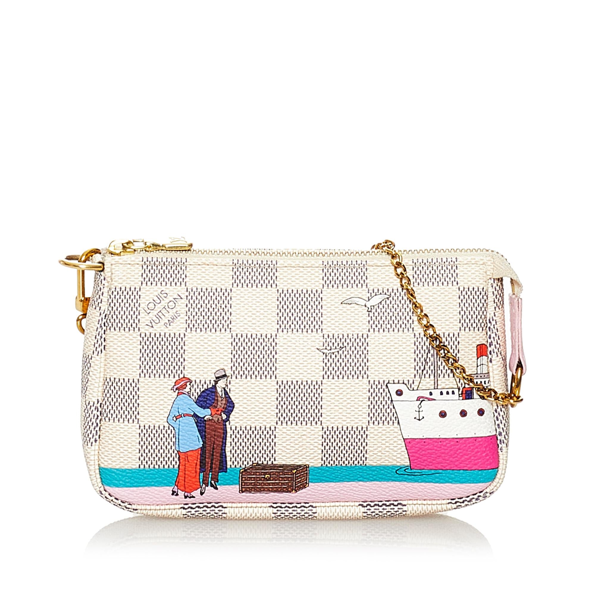 Louis Vuitton Damier Azur Pochette Accessories Illustre Transatlantic (SHG-32270)