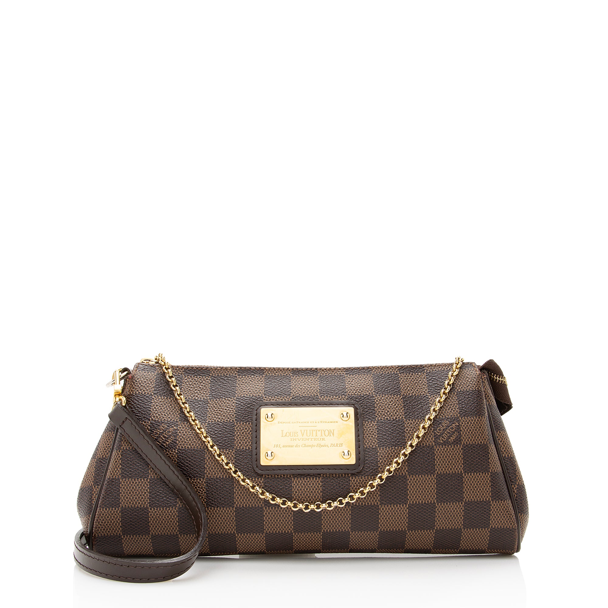 Louis Vuitton Damier Ebene Eva Clutch (SHF-22505)