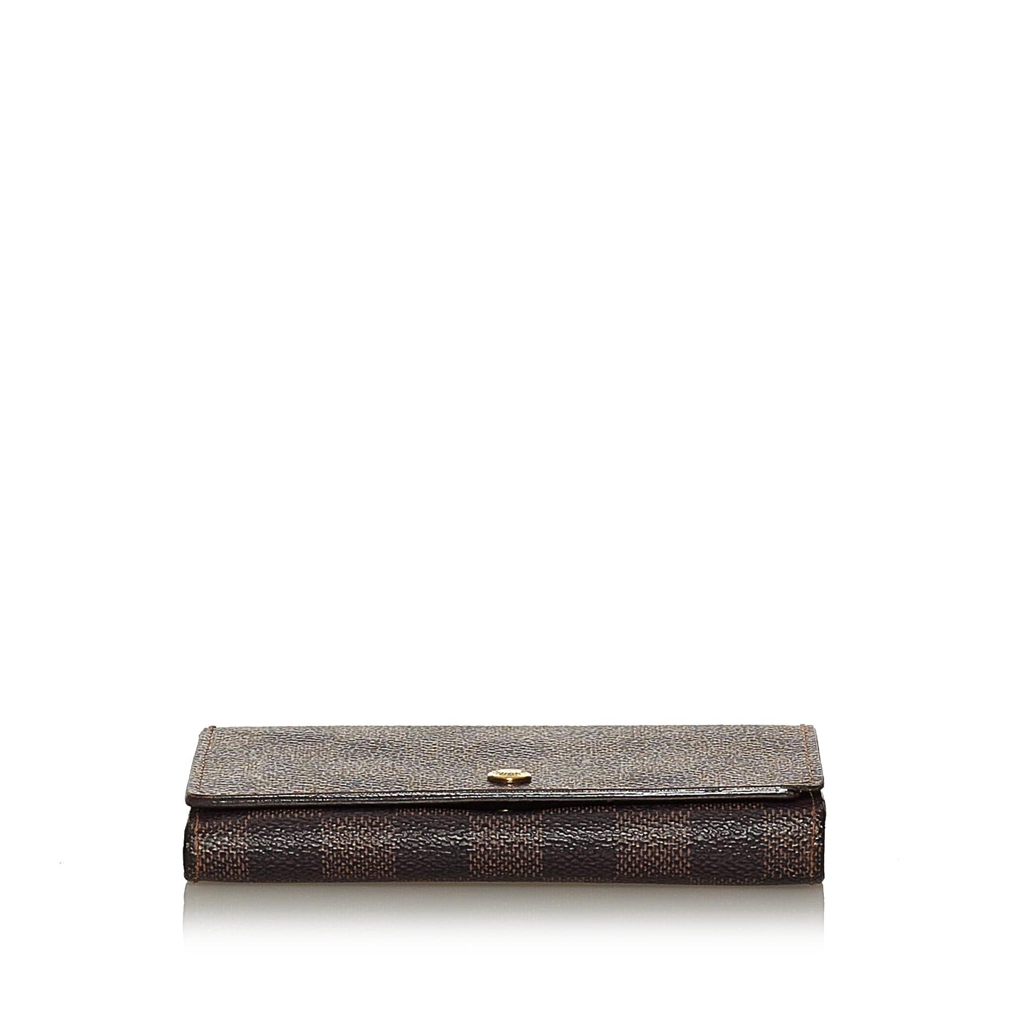 Louis Vuitton Damier Ebene Flap Small Wallet (SHG-28857)
