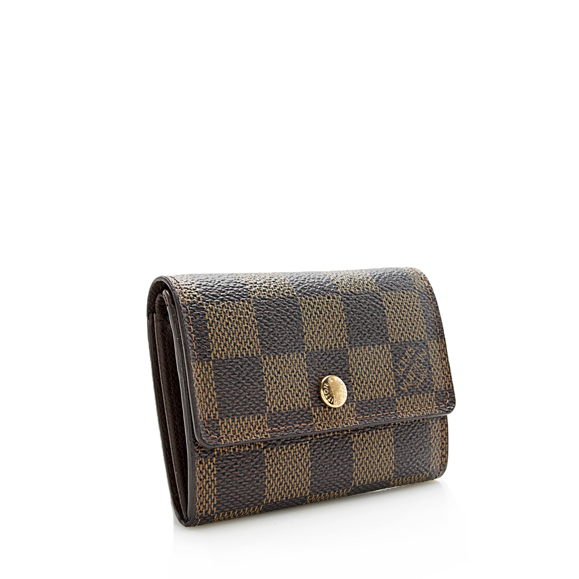 Louis Vuitton Damier Ebene Porte Monnaie Plat Coin Purse (SHF-22251)
