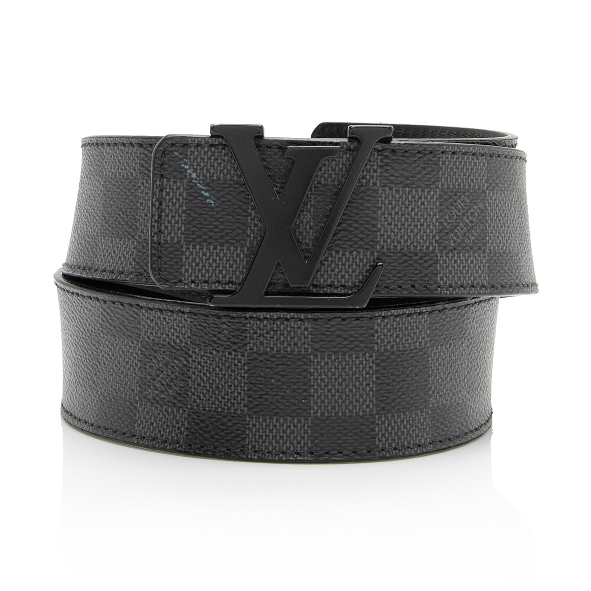 LOUIS VUITTON Ceinture LV Initial Belt 85/34 Damier Graphite Pre-Loved Louis Vuitton Damier Graphite Belt (85/34) - M9808  main image 4