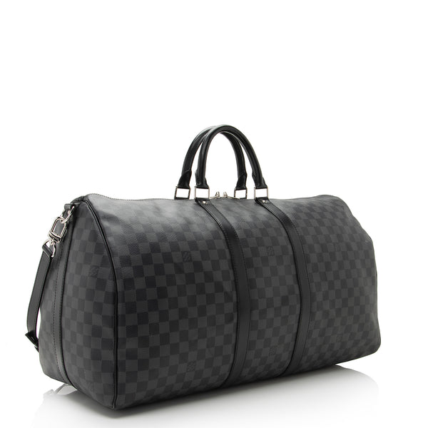 Louis Vuitton Damier Graphite Keepall Bandouliere 55 Duffle with Strap  9lk822s