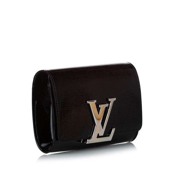 LOUIS VUITTON Louise Patent Leather Long Wallet Black