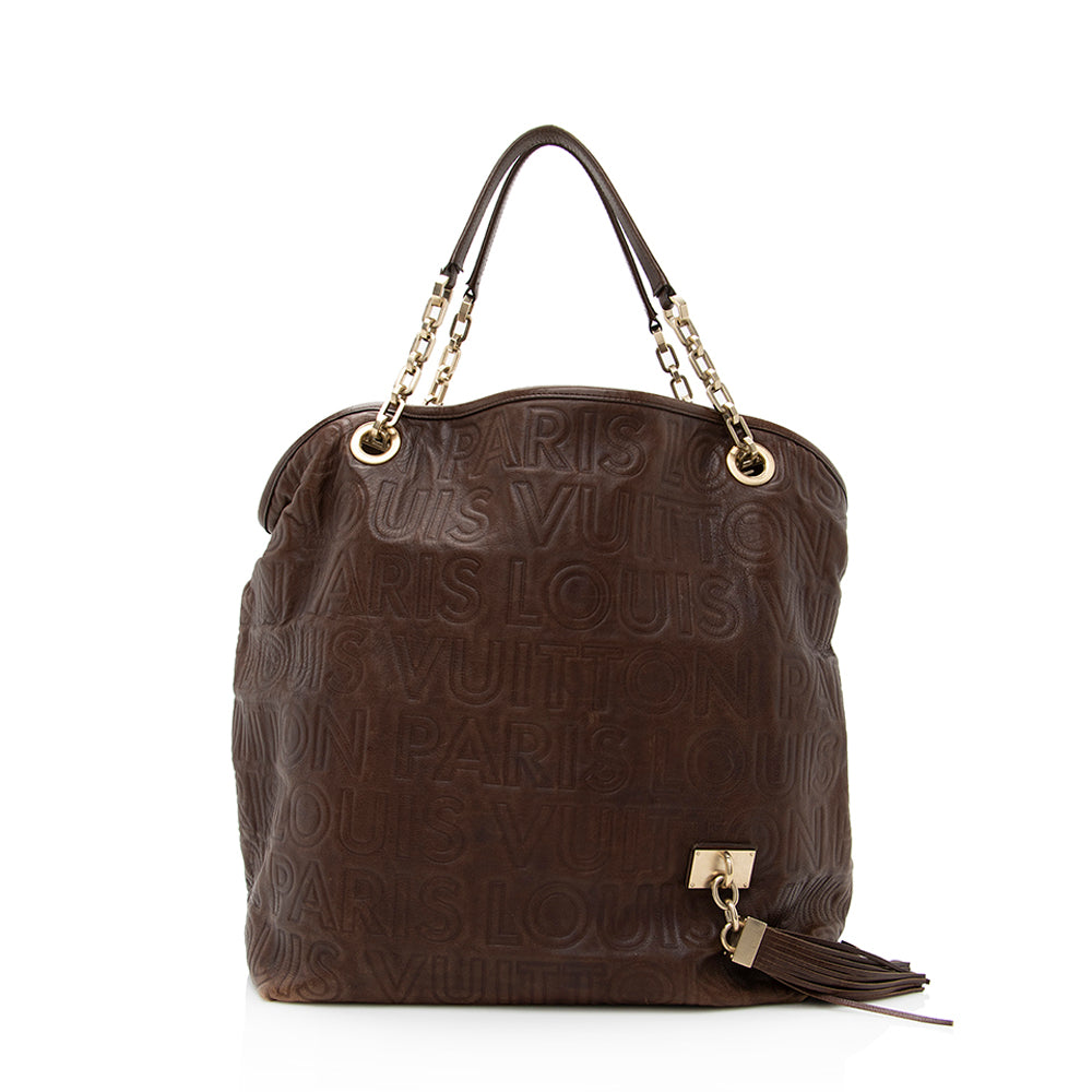 Louis Vuitton Embossed Leather Paris Souple Whisper GM Tote (SHF-19352)