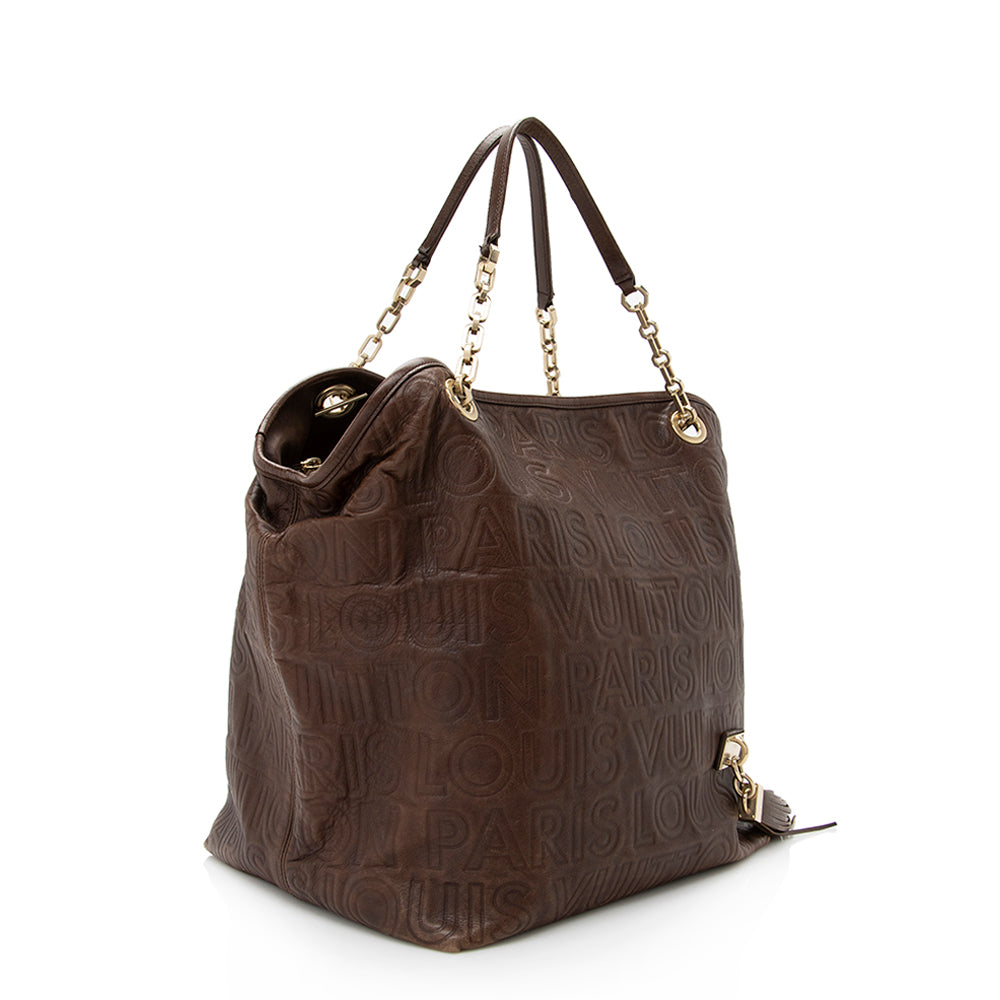 Louis Vuitton Embossed Leather Paris Souple Whisper GM Tote (SHF-19352)