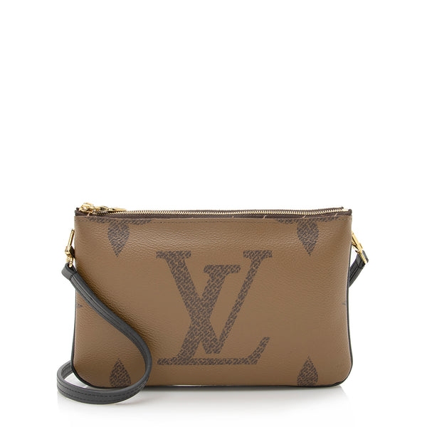 Pre-owned Louis Vuitton Double Zip Pochette Crossbody Bag In Brown