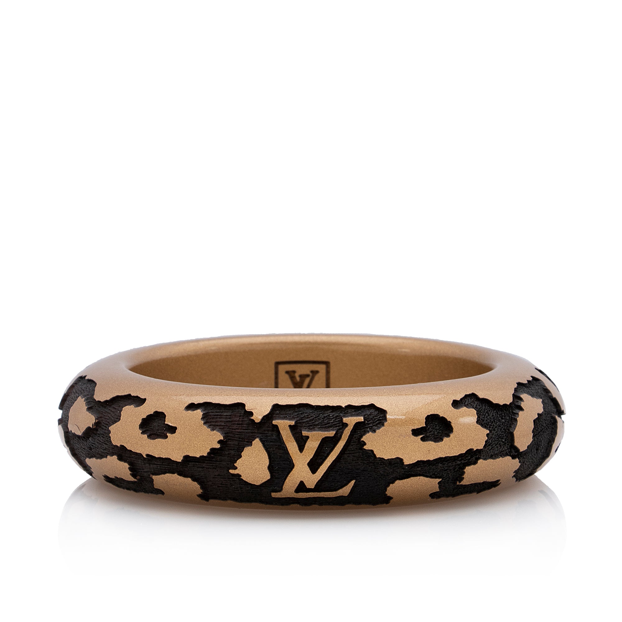 Louis Vuitton Lacquer Wood Leomonogram Bangle Bracelet (SHF-23030)