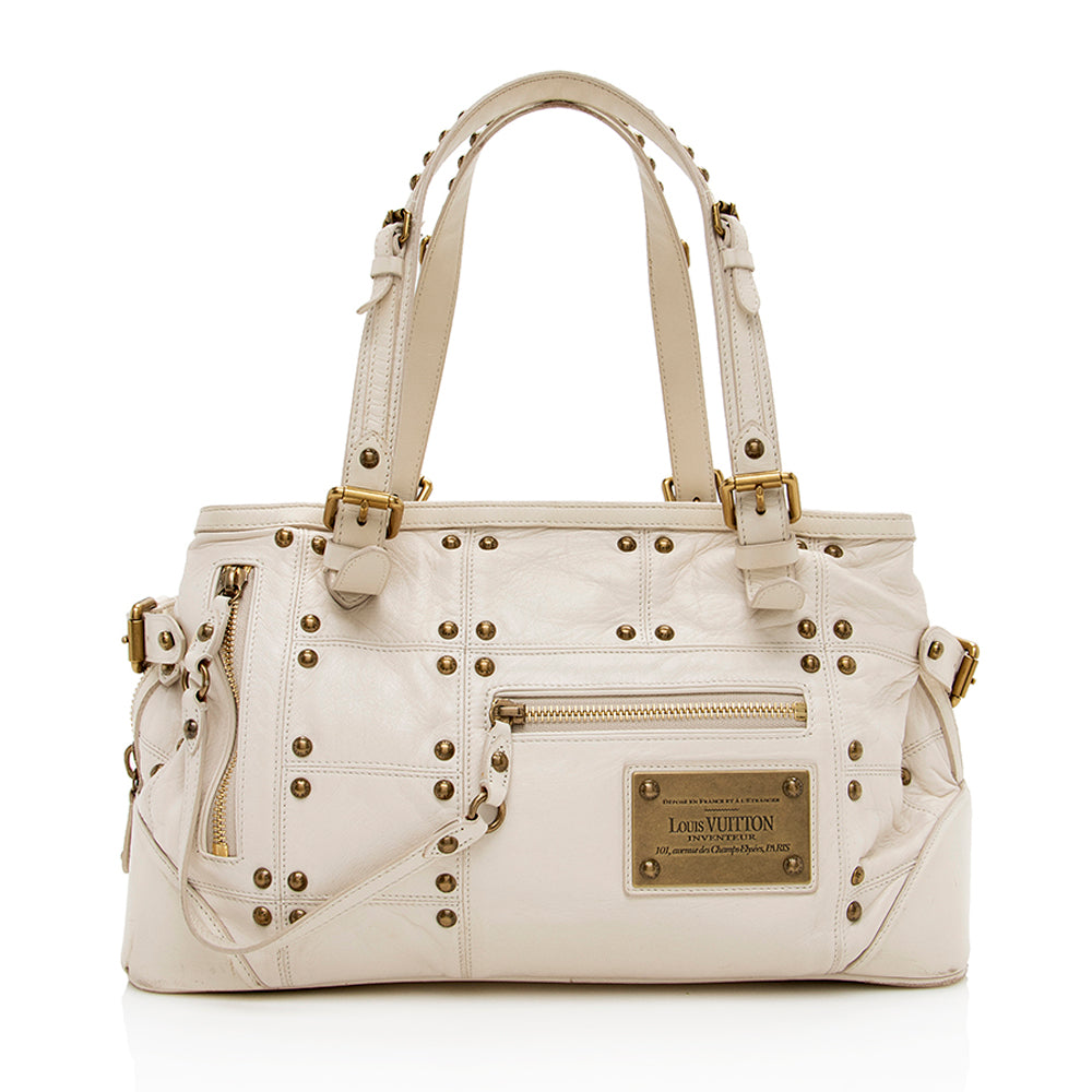 Louis Vuitton Leather Limited Edition Riveting Satchel - FINAL SALE (SHF-15156)