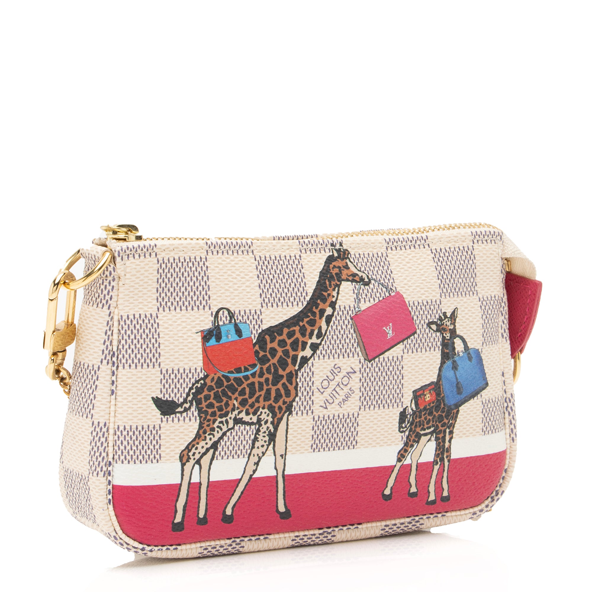 Louis Vuitton Limited Edition Damier Azur Animation Giraffe Mini Pochette Accessoires (SHF-23908)