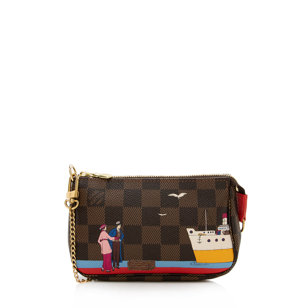 Louis Vuitton Limited Edition Damier Ebene Animation Mini Pochette (SHF-14837)