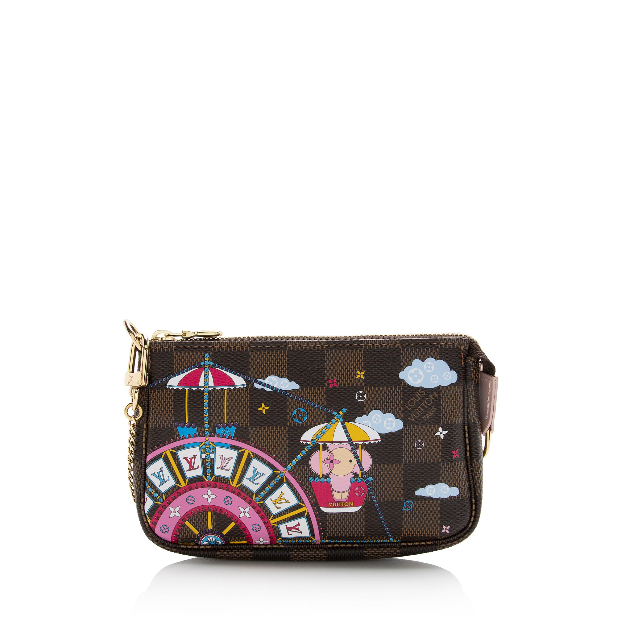 Louis Vuitton Limited Edition Damier Ebene Big Wheel Mini Pochette Accessoires (SHF-22269)