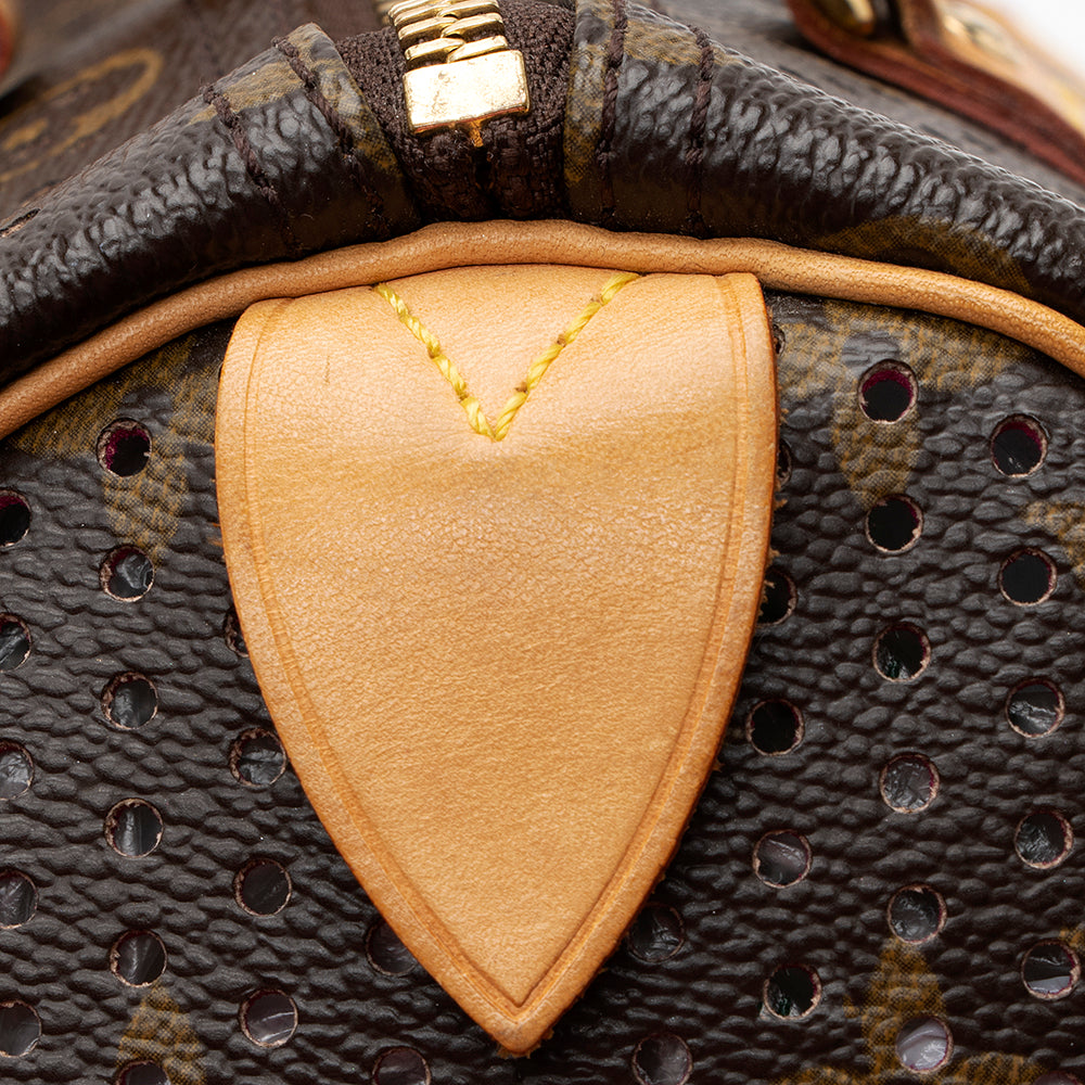 Louis Vuitton Limited Edition Monogram Canvas Perforated Speedy 30 Satchel (SHF-20760)
