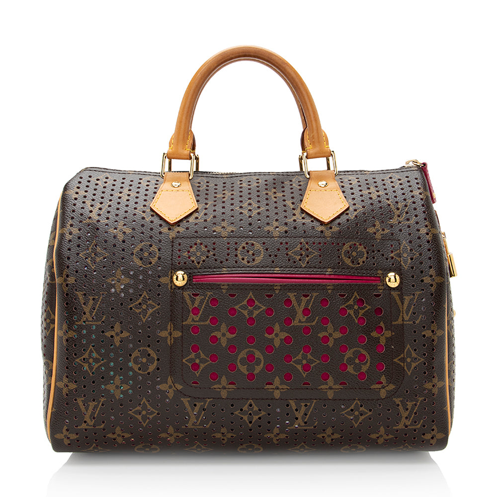 Louis Vuitton Limited Edition Monogram Canvas Perforated Speedy 30 Satchel (SHF-20760)