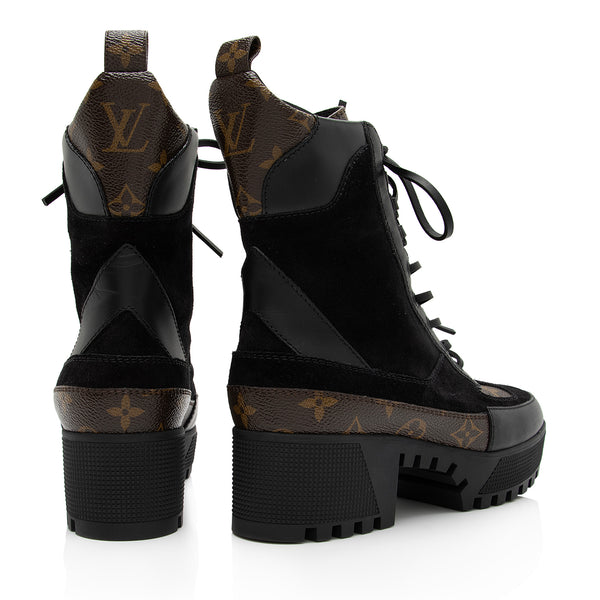 Louis Vuitton Womens Laureate Desert Boot Khaki / Monogram Suede