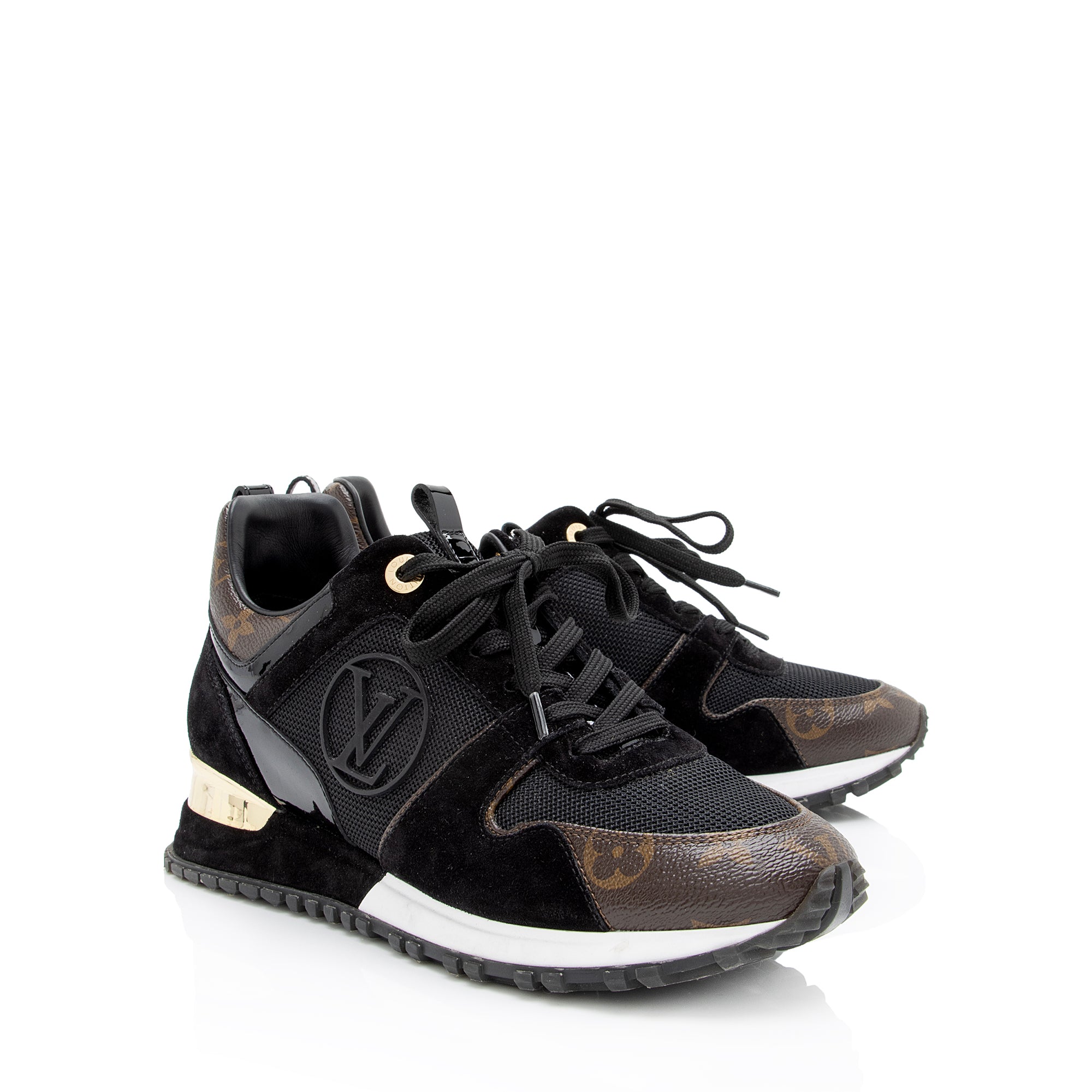 Louis Vuitton Monogram Canvas Suede Run Away Sneakers - Size 7.5 / 37.5 (SHF-22978)