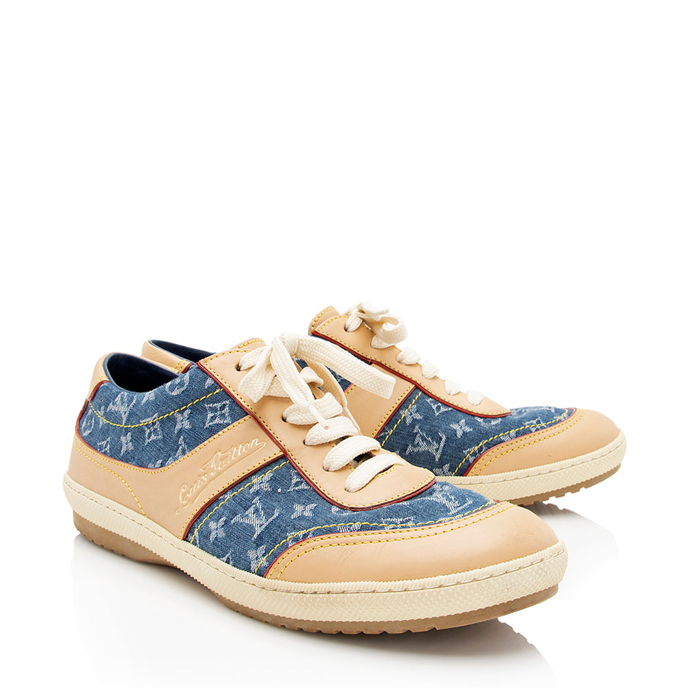 Louis Vuitton Monogram Denim Sneakers - Size 9 / 39 (SHF-21671)