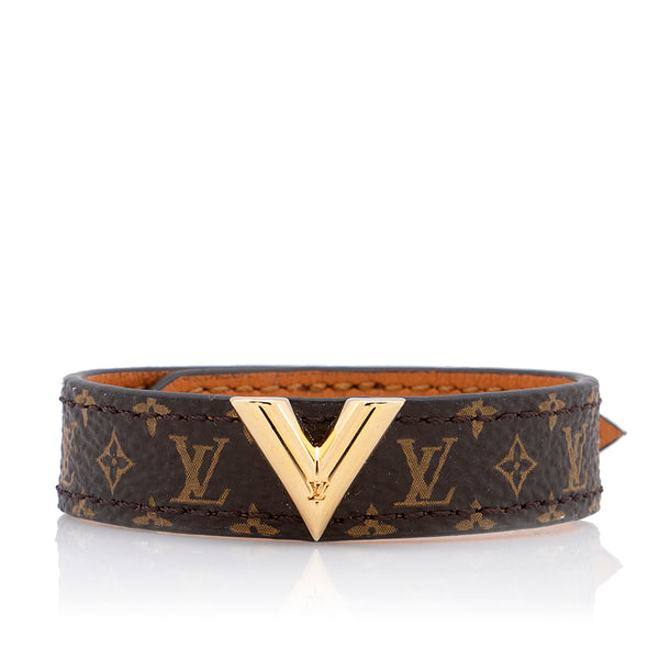 Pre-owned Louis Vuitton Essential V Leather Bracelet In Brown