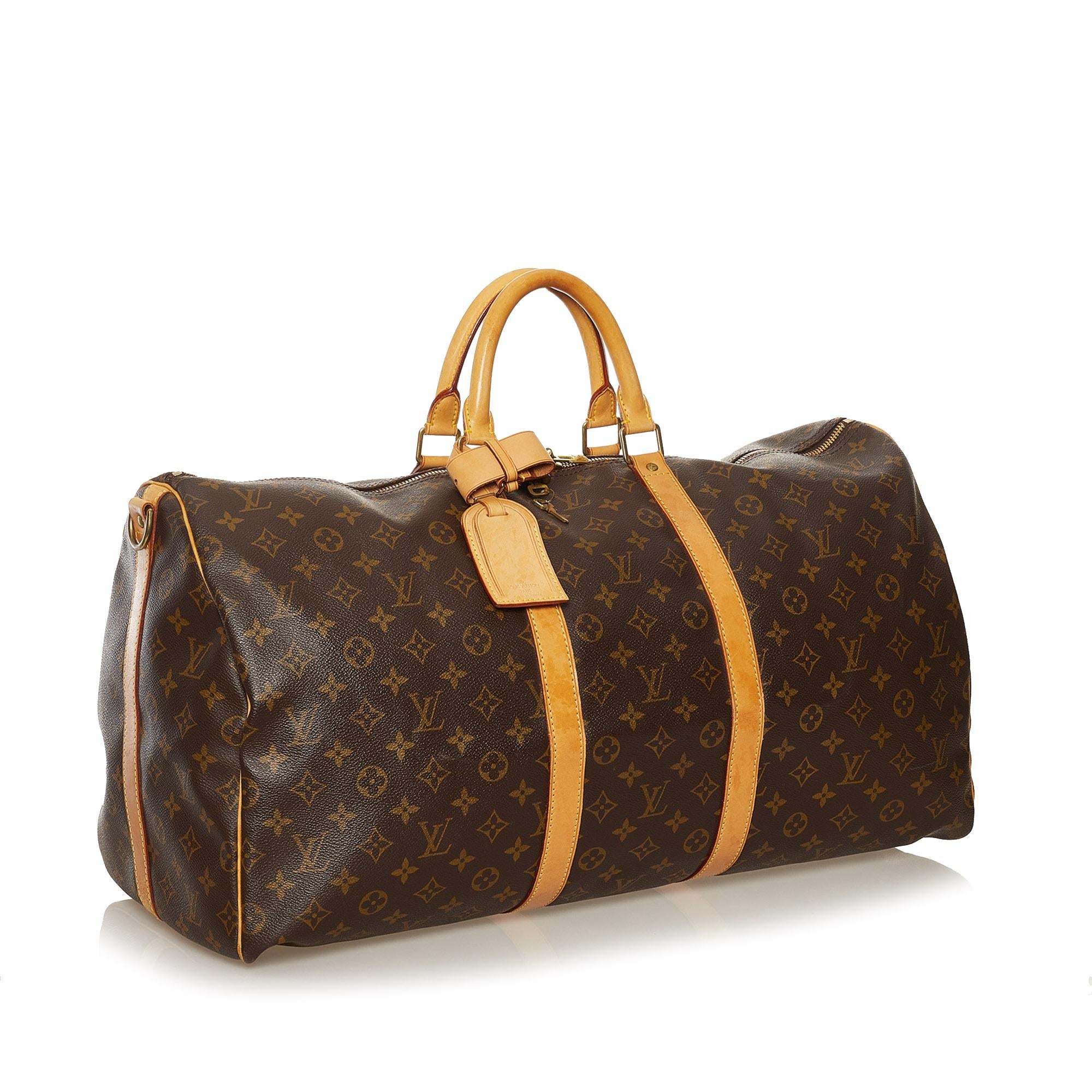 Louis Vuitton Monogram Keepall Bandouliere 55 (SHG-35829)