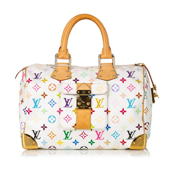 Louis Vuitton, Bags, Louis Vuitton White Multicolor Speedy 3 Bag